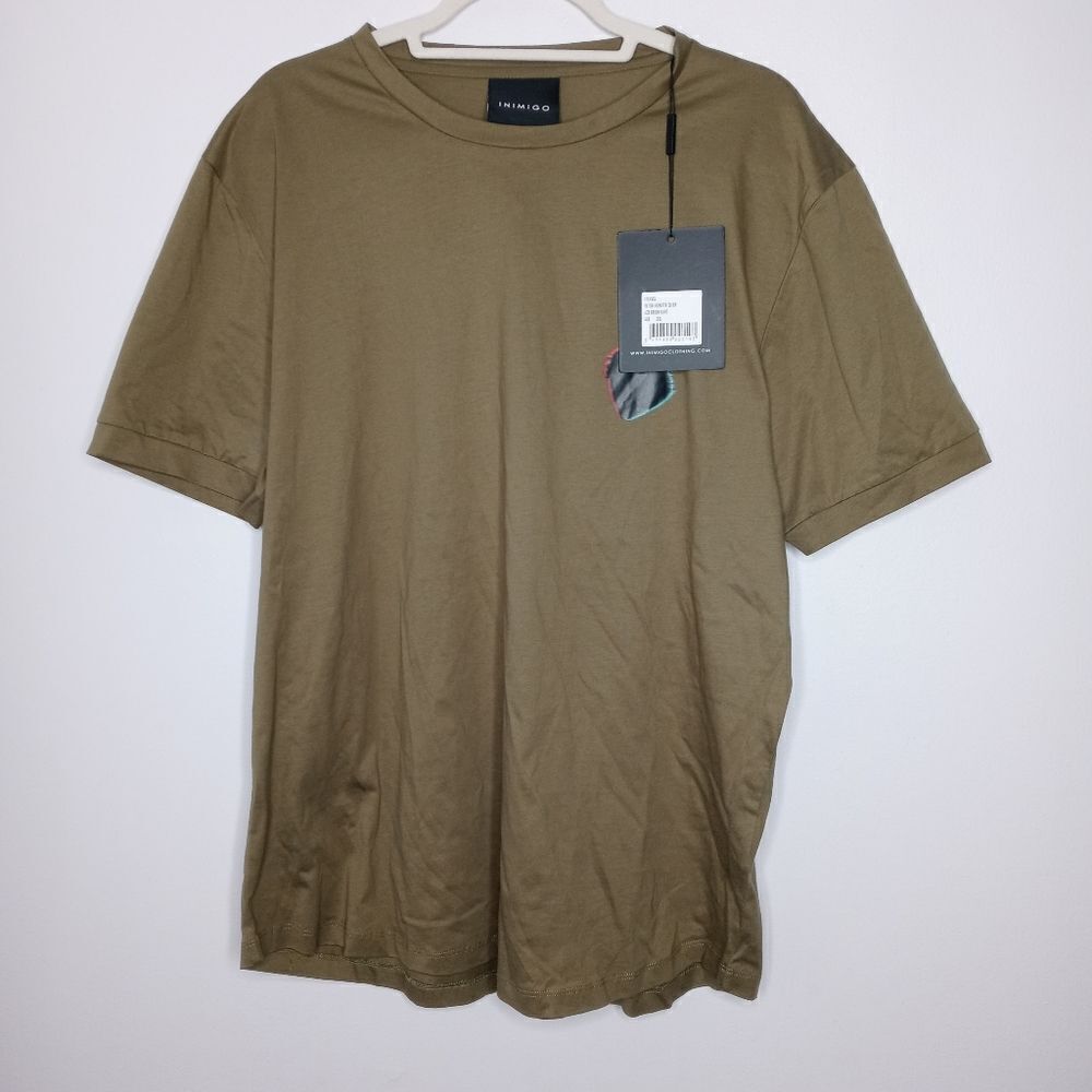 inimigo glitch heart t shirt in olive green